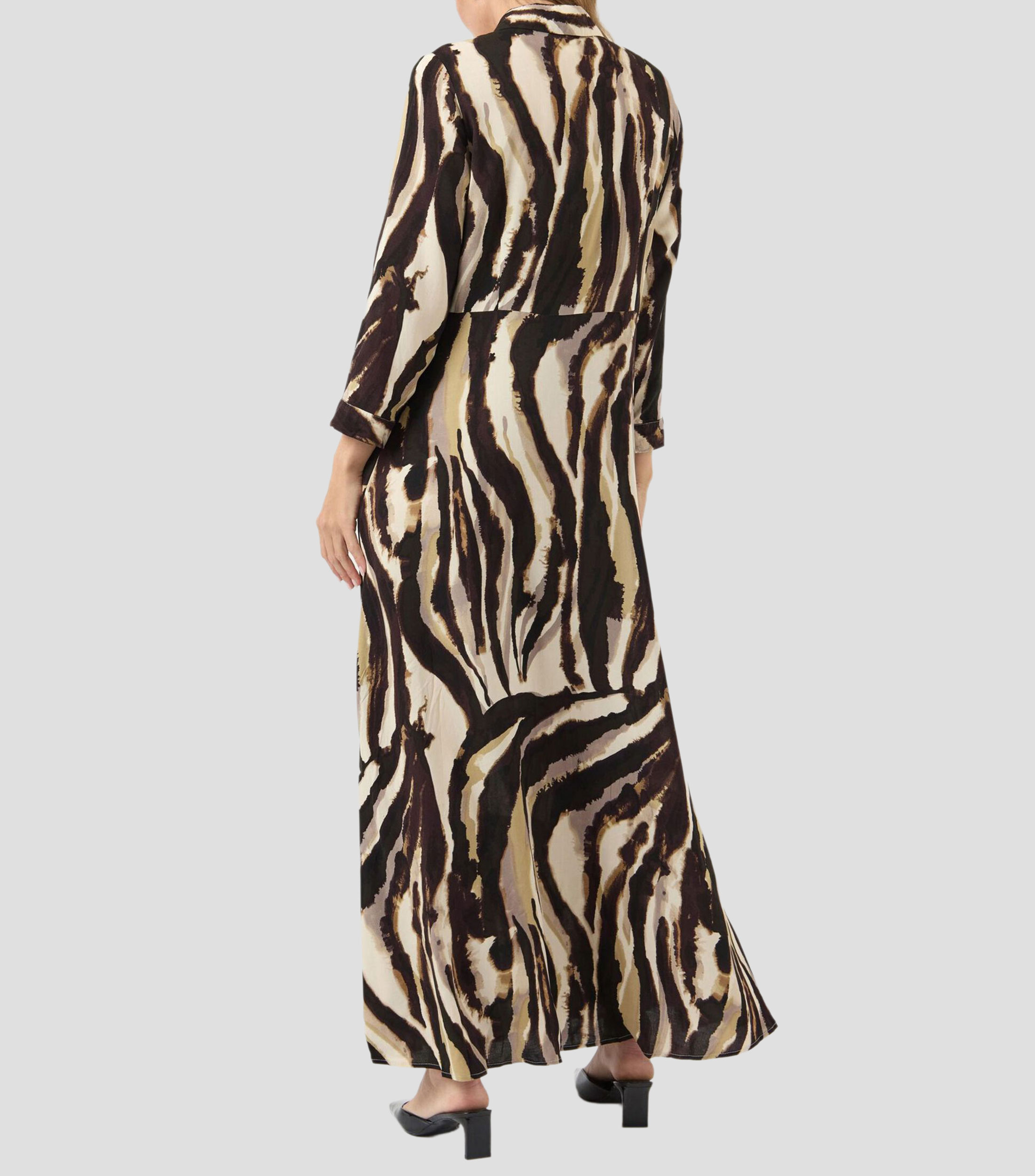 Vestido largo manga 3/4 estampado Mujer